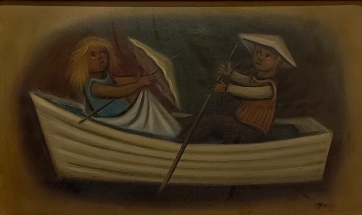 Hombre y mujer en bote
